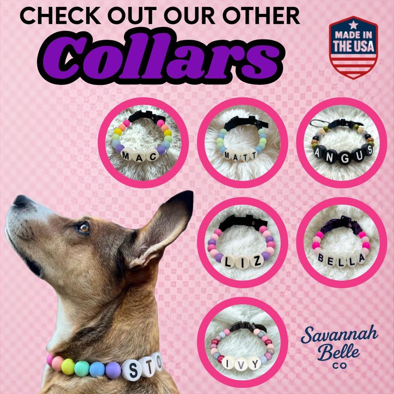 Personalized Dog Collar Beaded Boy Limited Edition SKY Blu. Adjustable length +++ FREE matching BFF bracelet afbeelding 10