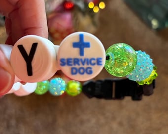 Add on specialized letter beads. Service dog, Therapy dog