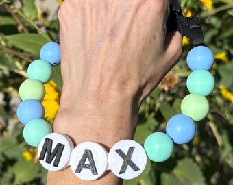 Personalized Beaded Dog Collar. Limited Edition SKY BLU. Adjustable length