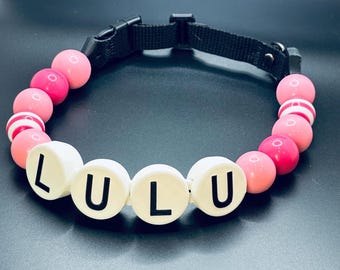 Jumbo Beads on a Personalized dog collar. One Inch beads, Huge.