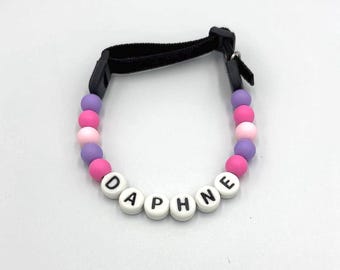 Cat collar Personalized beaded. --PETUNIA-- Handmade Pet Necklace.