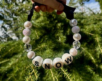 Personalized Beaded Dog Collar. Limited Edition Snow Beads. Adjustable length
