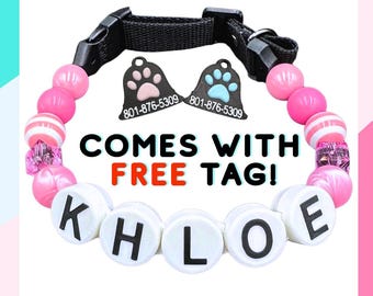 FREE Tag with Personalized Beaded Dog Collar