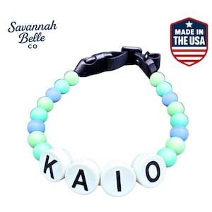 Personalized Dog Collar Beaded Boy Limited Edition SKY Blu. Adjustable length +++ FREE matching BFF bracelet afbeelding 5
