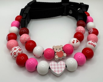 Be mine Valentine beaded collar! Ready to ship.