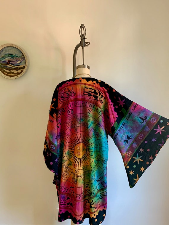 Zodiac Print Black and Rainbow Tie Dye Mandala Tapestry Bell | Etsy