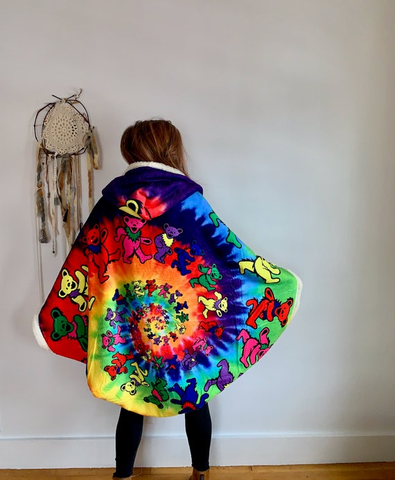 tie dye poncho hoodie