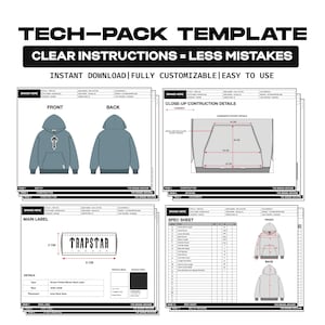 Clothing Tech Pack Template for Adobe Illustrator, Photoshop, Procreate (Digital Download)