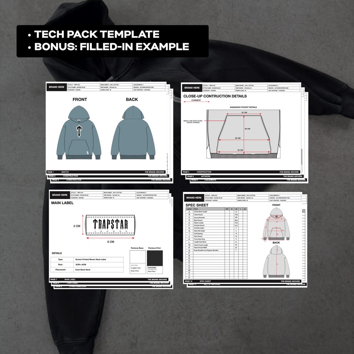 Clothing Tech Pack Template for Adobe Illustrator, Photoshop, Procreate ...