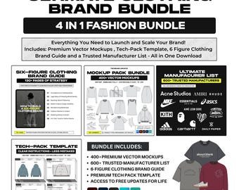 Clothing Brand Starter Kit – Mockups, Tech Pack, Brand Guide, Trusted Manufacturing List (Digital Download)