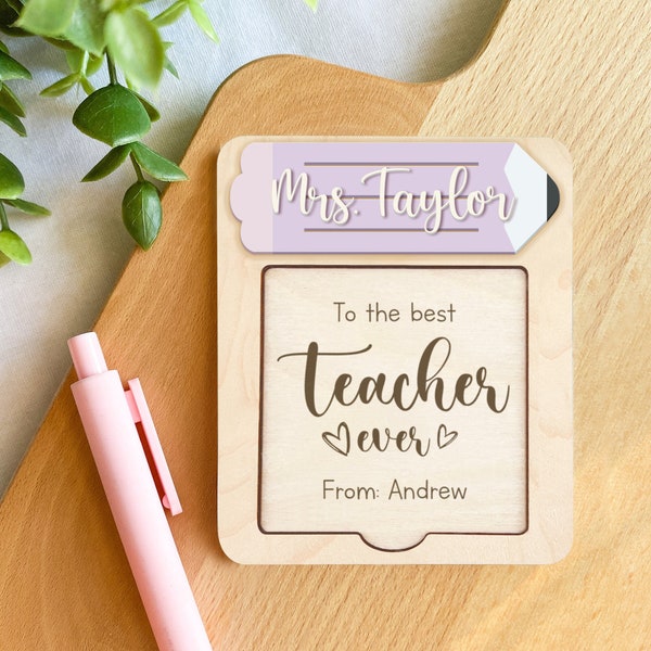 Personalized Sticky Note Holder for Teacher Appreciation Gift, Personalized Teacher Gift, Teacher Appreciation, Gift for Teacher SN07