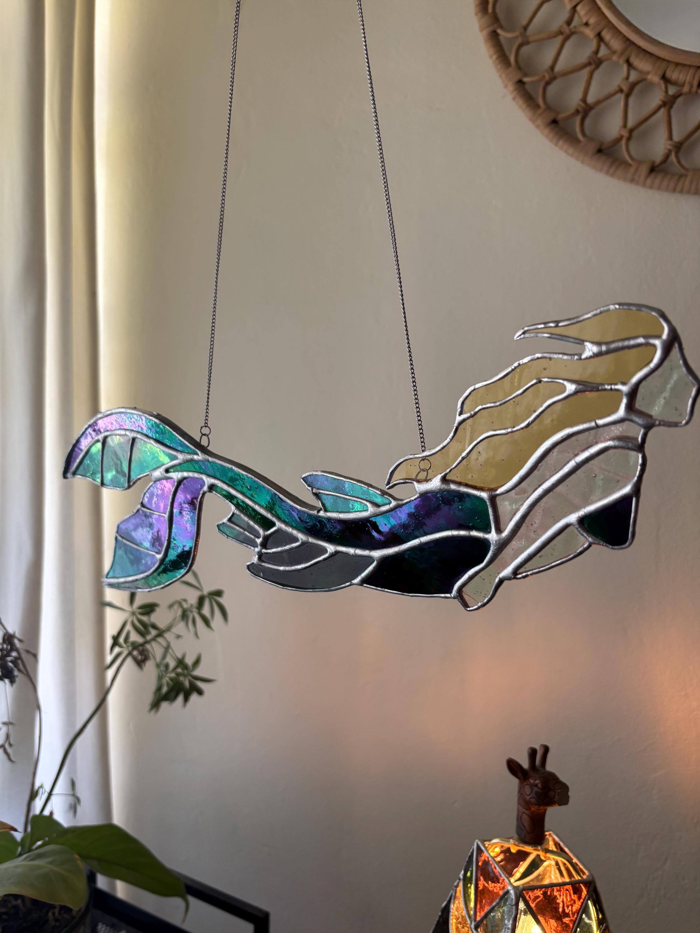 Mermaid Sun Catcher Stained Glass Hanging Art - Etsy