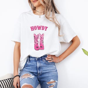 Pink Cowboy Boots Tshirt Howdy Shirt For Girl Christmas Gift For Girl T Shirt