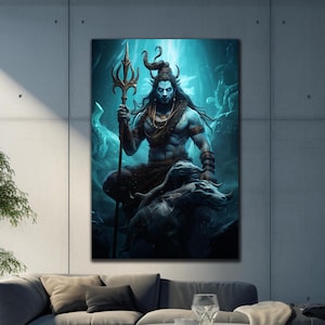 Tempered Glass Wall Art, Hindu God Shiva Wall Art, Hindu Home Decor, Abstract Wall Decor, Housewarming Gift, Home Decor, God Shiva Glass Art
