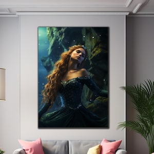 Mermaid Tempered Glass Wall Art, Mermaid Sea Wall Decor, Glass Printing Wall Art, Abstract Wall Decor, Custom Glass Art, Housewarming Gift