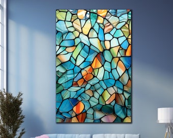 Tempered Glass Wall Art, Stained Glass Print, Extra Large Wall Art, Glass Wall Decor, Wall Hangings, Glass Printing, Stained Window Glass