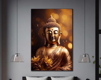 Cuadros de Buda de vidrio templado para pared, decoración budista para la sanación, adornos de pared, arte hindú para pared, regalos para inauguración de casa, arte de pared grande, decoración budista para pared