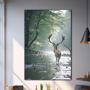 Stag Wall Art, Deer Glass Decor, Tempered Glass Wall Art, Deer Art Print, Glass Print, Large Wall Art, Deer Painting, Animal Glass Ornament