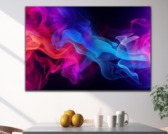 Colorful Smoke Glass Print Wall Art,Glass Wall Art, Interior Design Ideas, Wall Hangings, Smoke Glass Decor, Colorful Smoke Wall Decor Art