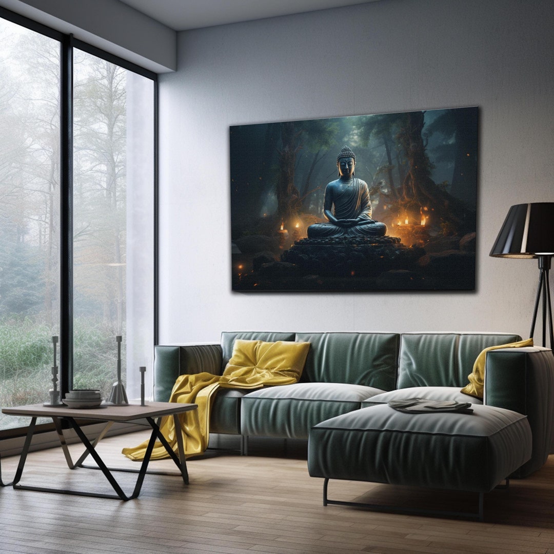 Tempered Glass Wall Art, Lord Buddha Wall Art, Buddhism Wall Decor ...
