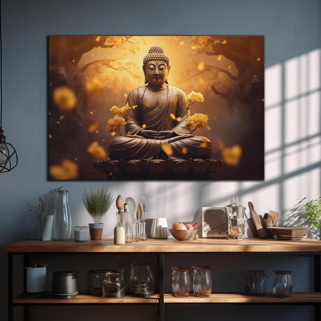 Tempered Glass Wall Art, Lord Buddha Wall Art, Buddhism Wall Decor ...