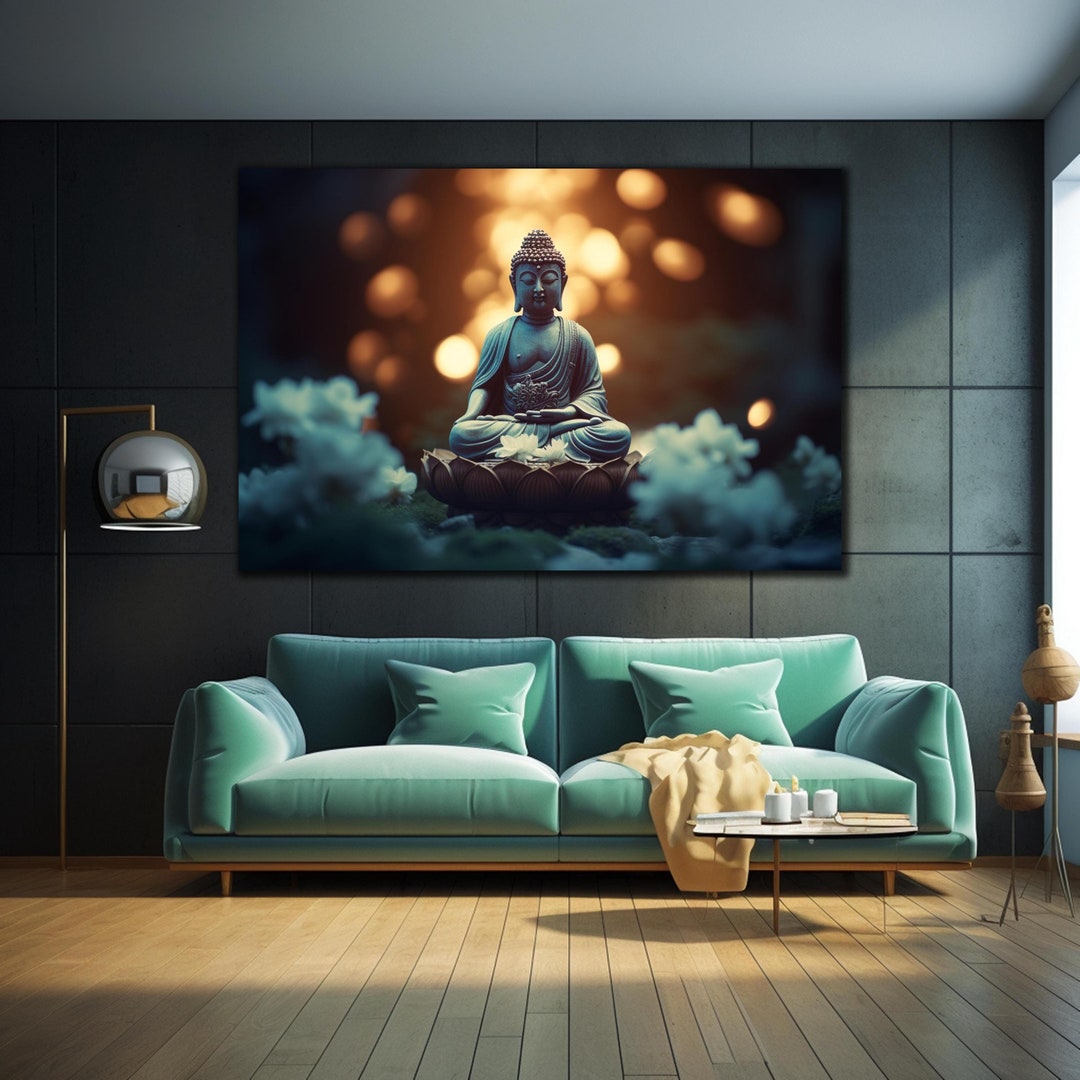 Tempered Glass Wall Art, Lord Buddha Wall Art, Buddhism Wall Decor ...