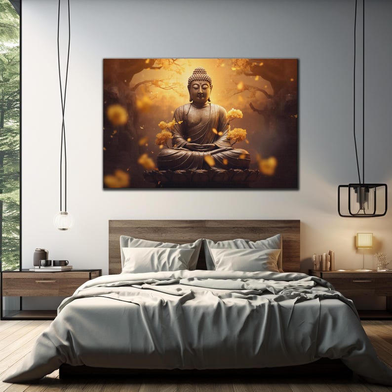 Tempered Glass Wall Art, Lord Buddha Wall Art, Buddhism Wall Decor ...