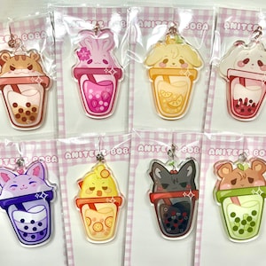 Pre- Order (RESTOCK) ATEEZ Aniteez Cute Boba Keychain, Kpop Keychain, Ateez bag accessory, Hongjoong, San, Seonghwa, Mingi