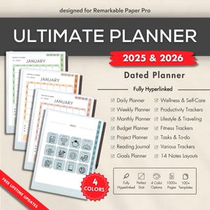 reMarkable Paper Pro Template Ultimate Planner 2025 2026 Ultimate reMarkable Paper Pro Templates Bundle RMPP Hyperlinked Digital Planner