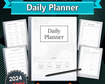 reMarkable 2 Daily Planner 2024-2025: Hyperlinked PDF Template