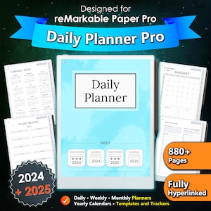 Daily Planner Pro Template Designed for Remarkable Paper Pro 2024 2025 Hyperlinked PDF Daily Weekly Monthly Yearly Digital Planner