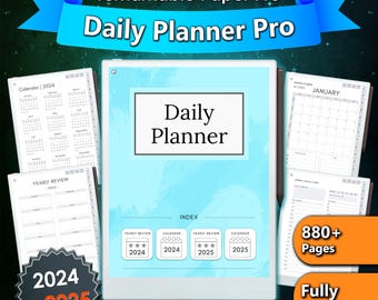 reMarkable Paper Pro Daily Planner 2024-2025: Hyperlinked Digital Template
