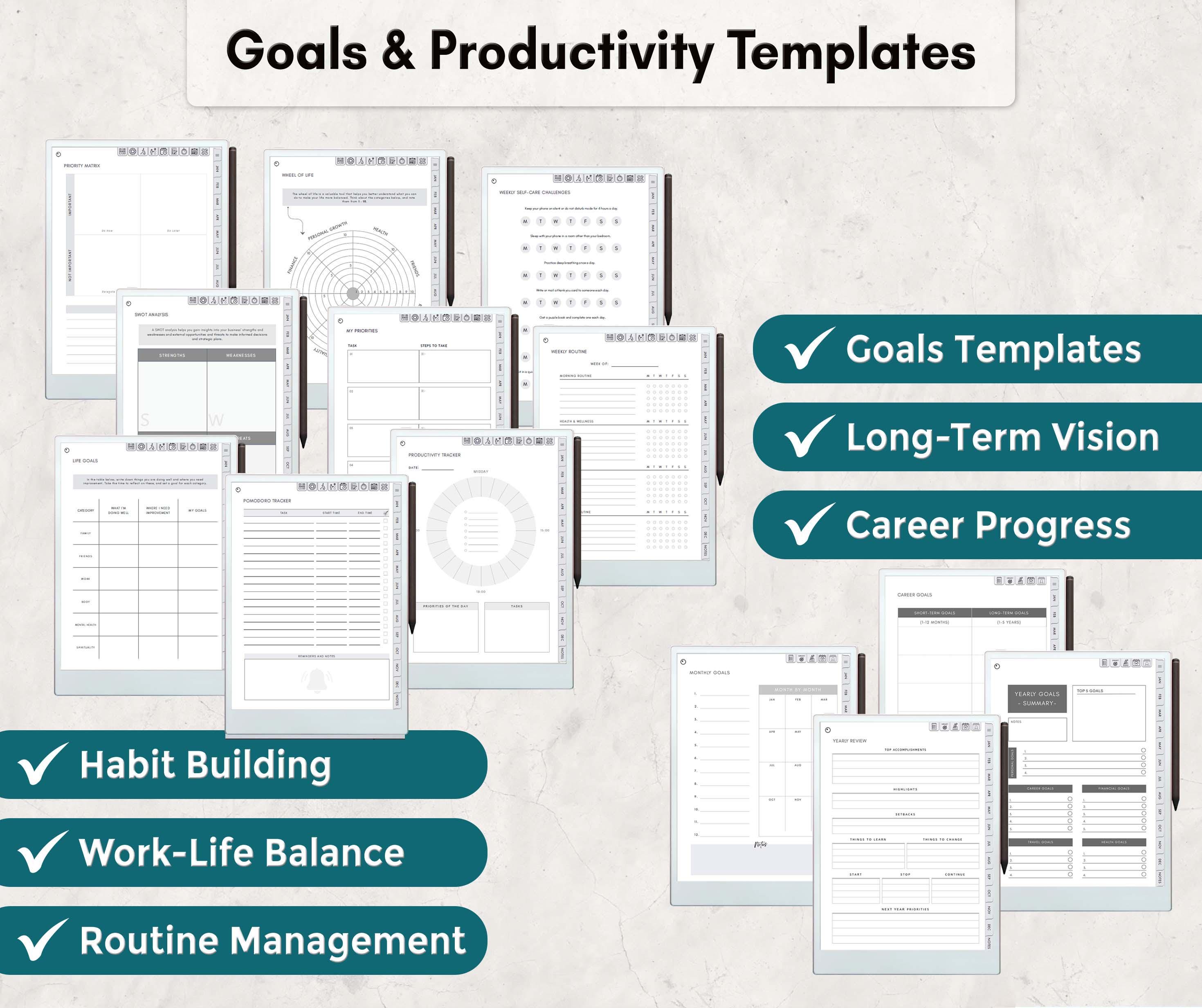 Remarkable Paper Pro Planner 2024-2025: Hyperlinked Digital Daily ...