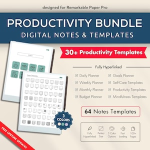 reMarkable Paper Pro Templates Productivity Bundle RMPP Digital Notes and Templates