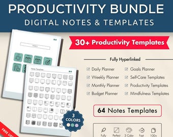 reMarkable Paper Pro Templates Productivity Bundle RMPP Digital Notes and Templates