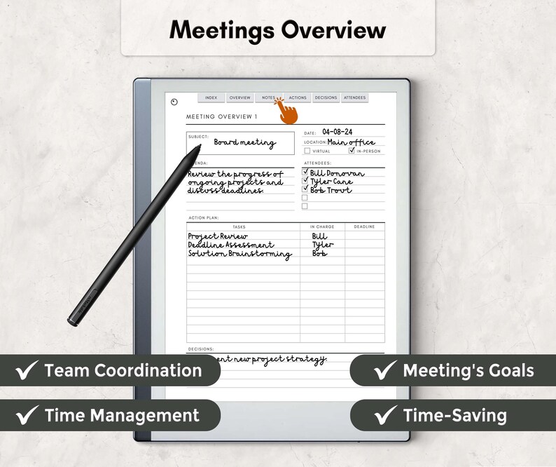Remarkable 2 Meeting Notes Template: Hyperlinked PDF Notebook - Etsy