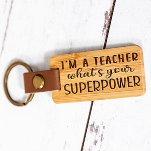 Personalized Teacher Keychain – Double-Sided Engraved Gift with Quote & Name – Custom Teacher Appreciation Gift, End of Year, Back to School