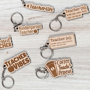 Engraved Teacher Appreciation Keychain – Laser Engraved Wooden Teacher Appreciation Gift