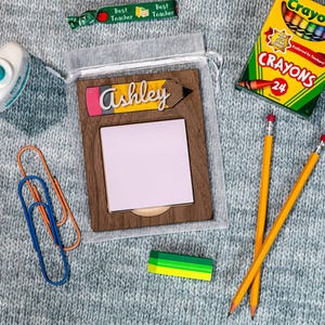 Sticky Note Holder for Teachers, Customized Notepad Holder, Personalized Desk Organizer, Teacher Gift Ideas