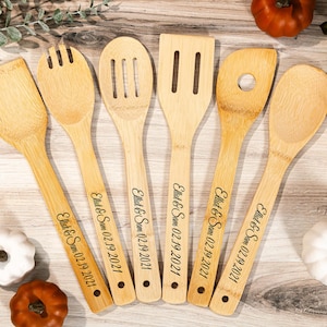 Personalized Wooden Spatulas – Custom Family Name, Couples, Anniversary – Engraved Kitchen Utensils – Single or Set