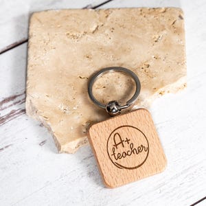 Personalized Keychain for Teacher - Custom Engraved Wooden Keychain for Teacher, Back to School Gift, Appreciation, Year-End Present