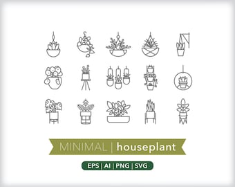 Houseplant Icon Illustrations: SVG, AI, PNG (Digital Download)