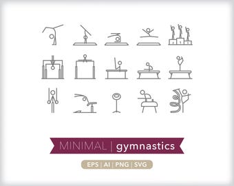 Gymnastieksportpictogrammen: SVG, AI, png (digitale download)