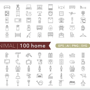 100 Home  icons | Furniture icons | Appliance icons | Family icon | SVG AI PNG | Digital Download for design, social media, web, die-cut