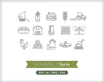 Farm Icon Set: Rural Life Illustrations (Digital Download)