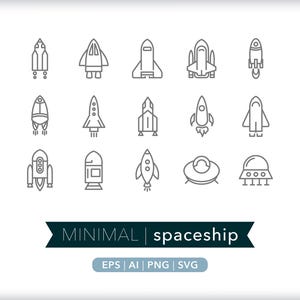 Spaceship Rocket Icons: SVG, AI, PNG (Digital Download)