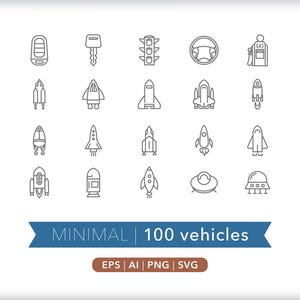 100 Vehicle Icons: Transportation Graphics (SVG, AI, PNG) - Digital Download image 6
