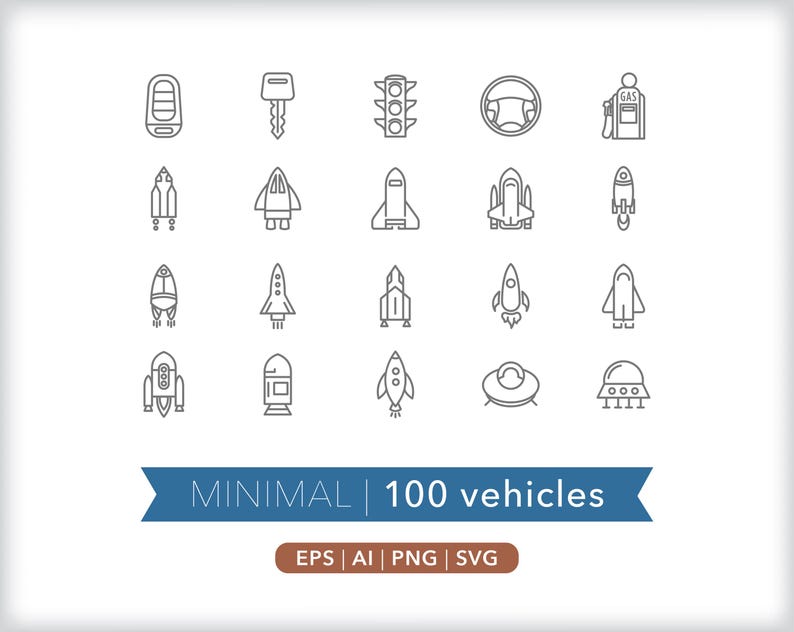 100 Vehicle Icons: Transportation Graphics (SVG, AI, PNG) - Digital Download image 6