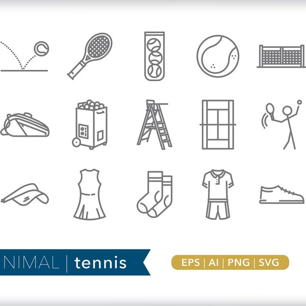 Tennis icons | Sport icons | SVG AI PNG | Instant Digital Download for design, social media, craft and web use