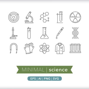 Science Icon Set: Lab Equipment Illustrations (Digital Download)
